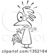 Poster, Art Print Of Cartoon Black And White Nervous Chicken