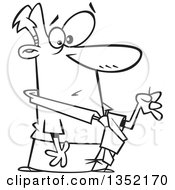 Cartoon Black And White Businessman Holding A Short Straw
