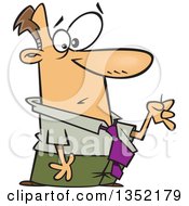 Clipart Of A Cartoon White Businessman Holding A Short Straw Royalty Free Vector Illustration