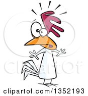 Clipart Of A Cartoon Nervous Chicken Royalty Free Vector Illustration