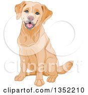 Poster, Art Print Of Happy Yellow Labrador Retriever Dog Sitting