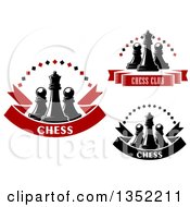 Clipart Of Chess Queen And Pawn Pieces Diamond Arch And Text Banner Designs Royalty Free Vector Illustration