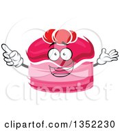 Clipart Of A Cartoon Pink Cake Character Garnished With Cranberries Royalty Free Vector Illustration