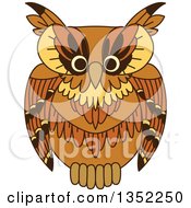Clipart Of A Cute Brown Owl Royalty Free Vector Illustration