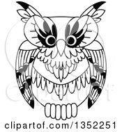 Clipart Of A Cute Black And White Owl Royalty Free Vector Illustration