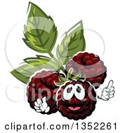 Cartoon Blackberry Character Holding Up A Finger