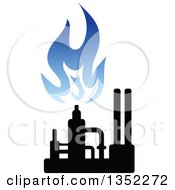 Poster, Art Print Of Silhouetted Blue And Black Natural Gas And Flame Factory