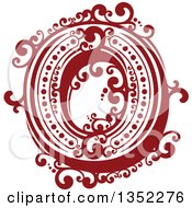 Poster, Art Print Of Retro Red And White Capital Letter O With Flourishes