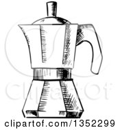 Poster, Art Print Of Black And White Sketched Italian Coffee Maker