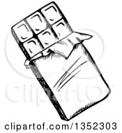 Clipart Of A Black And White Sketched Chocolate Candy Bar Royalty Free Vector Illustration