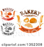 Poster, Art Print Of Bakery Designs With Wheat Pretzels Buns And Croissants