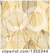 Clipart Of A Seamless Pattern Background Of Brown Skeleton Leaves Royalty Free Vector Illustration