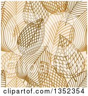 Clipart Of A Seamless Pattern Background Of Brown Skeleton Leaves Royalty Free Vector Illustration