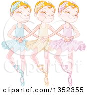 Clipart Of Caucasian Girls Dancing Swan Lake Ballet Royalty Free Vector Illustration