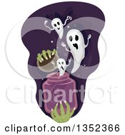 Poster, Art Print Of Witch Hands Releasing A Jar Of Ghosts