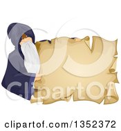 Poster, Art Print Of Senior Male Wizard Pointing And Holding A Parchment Sign