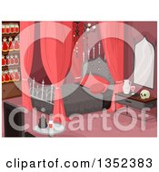 Poster, Art Print Of Vampire Bedroom In Red Tones Stocked With Jars Of Blood