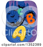 Poster, Art Print Of Vampire Bats Flying With Alphabet Letters In A Cave