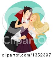 Charming Vampire About To Bite A Womans Neck