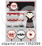 Poster, Art Print Of Vampire Boy And Design Elements On Gray