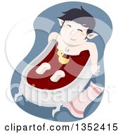 Clipart Of A Vampire Relaxing In A Blood Bath Royalty Free Vector Illustration by BNP Design Studio