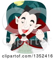 Clipart Of A Vampire Flossing His Fangs Royalty Free Vector Illustration by BNP Design Studio