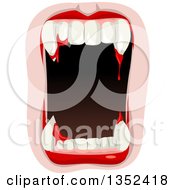 Vampire Mouth With Blood Dripping From The Fangs