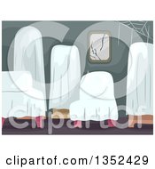 Poster, Art Print Of Furniture Covered With White Sheets In An Abandoned Home