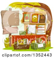 Poster, Art Print Of Stand Of Books For Sale With A Blank Sign