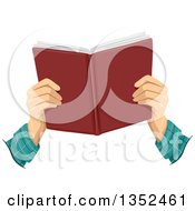 Clipart Of A Male Hands Holding And Reading A Book Royalty Free Vector Illustration