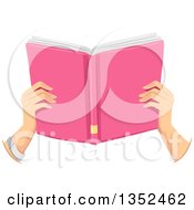 Clipart Of A Girls Hands Holding A Pink Book Royalty Free Vector Illustration