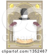 Poster, Art Print Of Magicians Hat And Gloves Holding A Blank Sign In A Frame