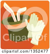 Poster, Art Print Of Square Orange Magic Trick Icon With A Rabbit In A Hat