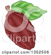 Poster, Art Print Of Sketched Cocoa Bean And Leaf