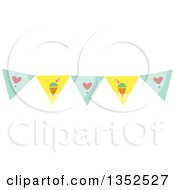 Clipart Of A Heart And Ice Cream Cone Bunting Banner Royalty Free Vector Illustration