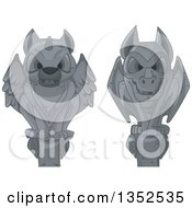 Poster, Art Print Of Perched Stone Gargoyle Statues