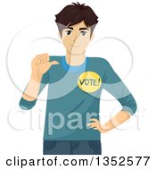 Poster, Art Print Of Brunette Caucasian Male High School Student Wanting Votes