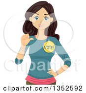 Clipart Of A Brunette Caucasian Teenage Girl Wantinger Votes Royalty Free Vector Illustration