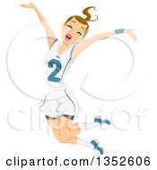 Dirty Blond Caucasian Teenage Girl Athlete Jumping