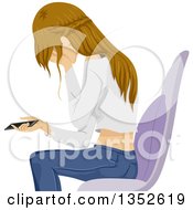 Clipart Of A Sad Teenage Girl Crying Over Something She Read On Her Phone Royalty Free Vector Illustration