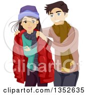 Poster, Art Print Of Teenage Boyfriend Giving His Girlfriend His Jacket