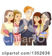 Poster, Art Print Of Popular Teenage Boy Surrounded By Girls
