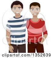 Clipart Of African American High School Buddies Embracing Royalty Free Vector Illustration