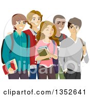 Poster, Art Print Of Group Of Happy High School Guys Around A Pretty Girl