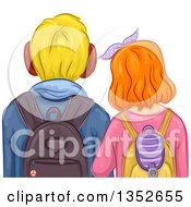 Poster, Art Print Of Rear View Of A Caucasian Boy And Girl Student Couple