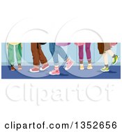 Poster, Art Print Of Legs Of School Kids Over Lockers