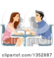 Poster, Art Print Of Man And Woman Asking Questions At A Speed Dating Event