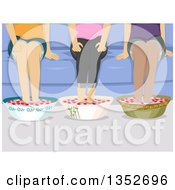 Clipart Of Three Ladies Getting A Foot Soak At A Spa Royalty Free Vector Illustration by BNP Design Studio