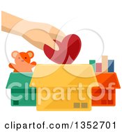 Poster, Art Print Of Hand Putting A Heart Into A Toy Donation Box