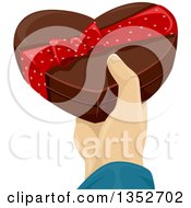 Poster, Art Print Of Mans Hand Holding A Valentines Day Heart Shaped Chocolate Box